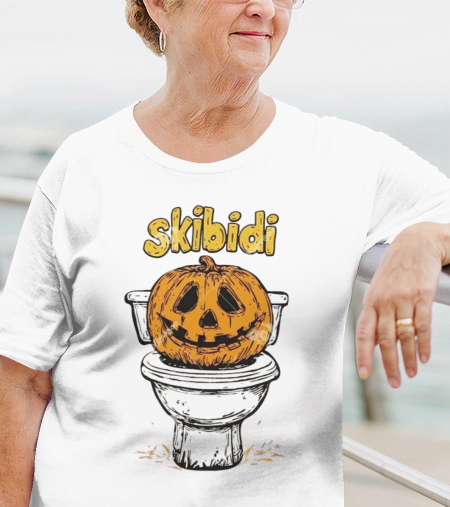 Skibidi Pumpkin On Toilet Jack-o'-Lantern T-Shirt