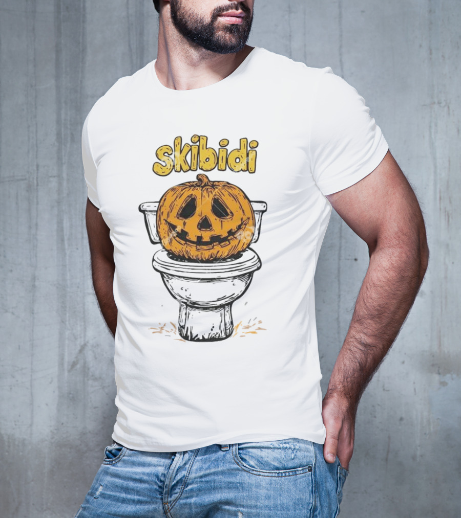 Skibidi Pumpkin On Toilet Jack-o'-Lantern T-Shirt