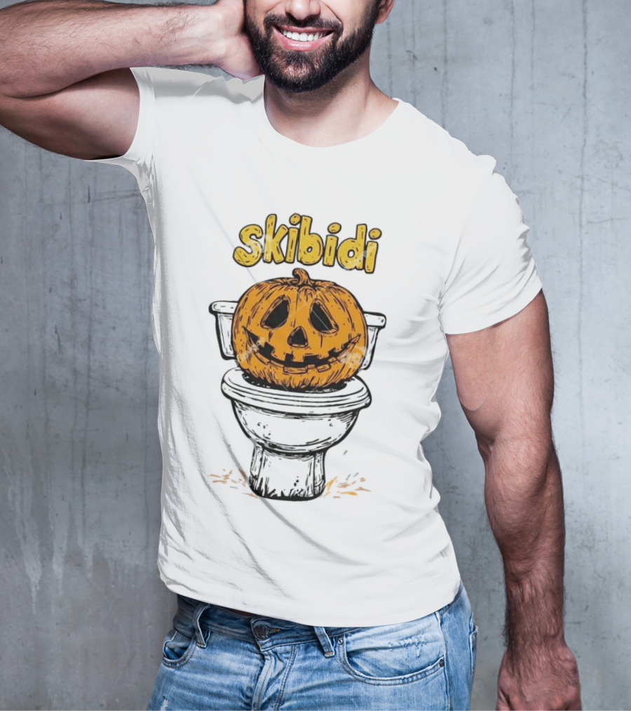 Skibidi Pumpkin On Toilet Jack-o'-Lantern T-Shirt