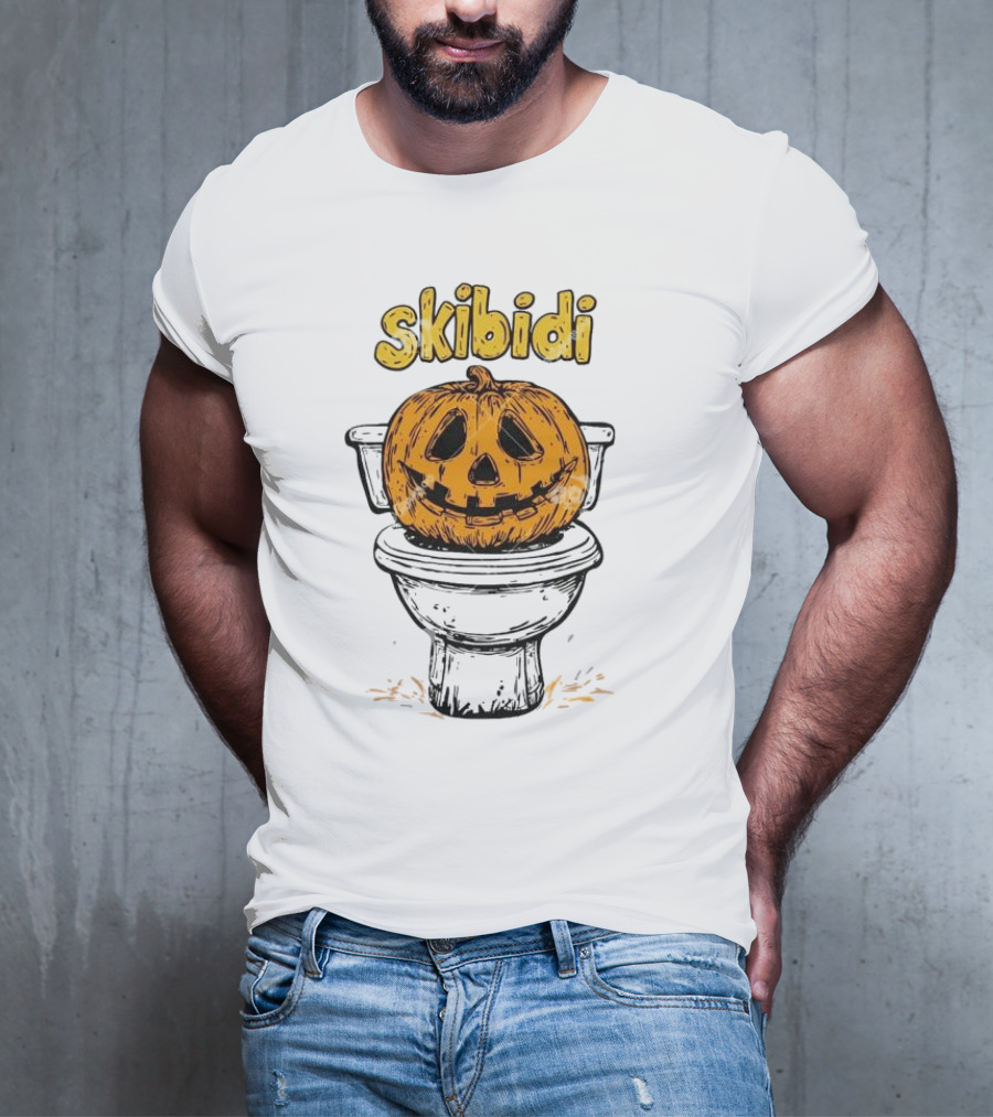 Skibidi Pumpkin On Toilet Jack-o'-Lantern T-Shirt