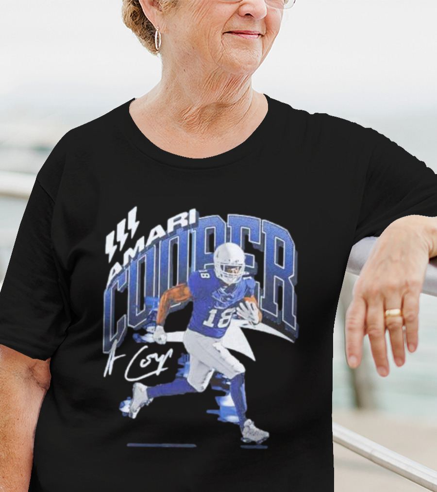 Amari Cooper Signature Football Player 18 With Energetic Blue T-Shirt