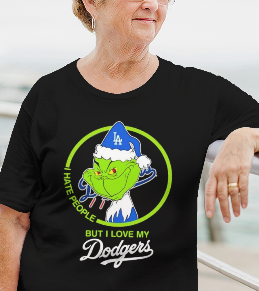 Grinch I Hate People But I Love My LA Dodgers Christmas T-Shirt
