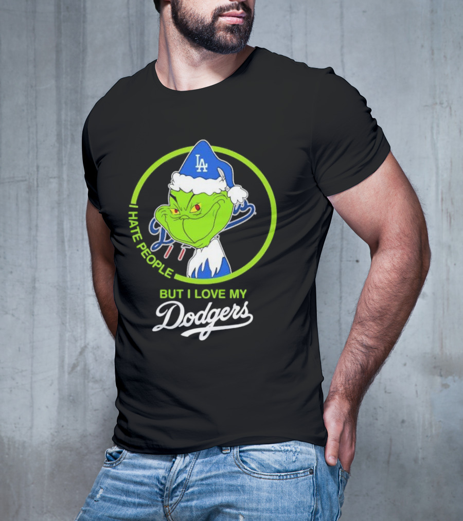Grinch I Hate People But I Love My LA Dodgers Christmas T-Shirt