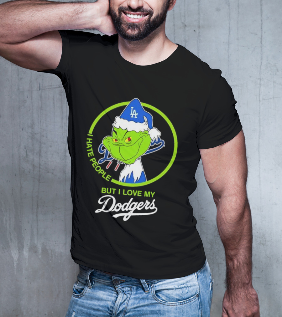 Grinch I Hate People But I Love My LA Dodgers Christmas T-Shirt