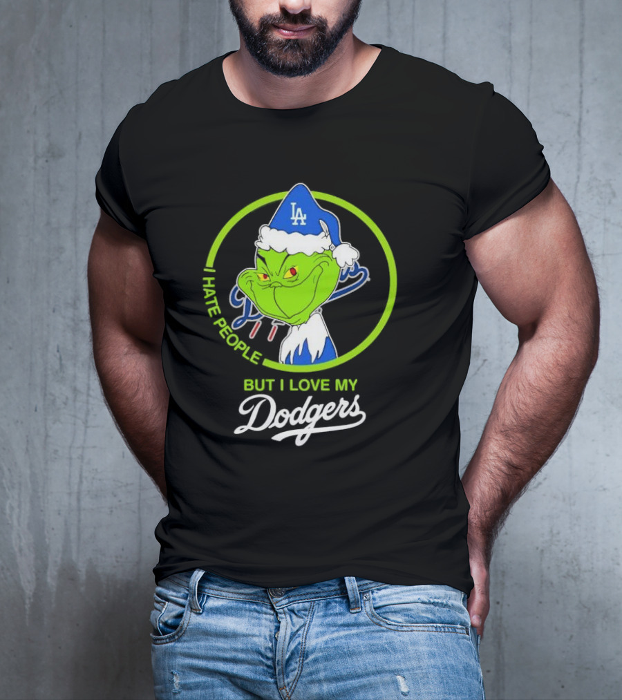 Grinch I Hate People But I Love My LA Dodgers Christmas T-Shirt