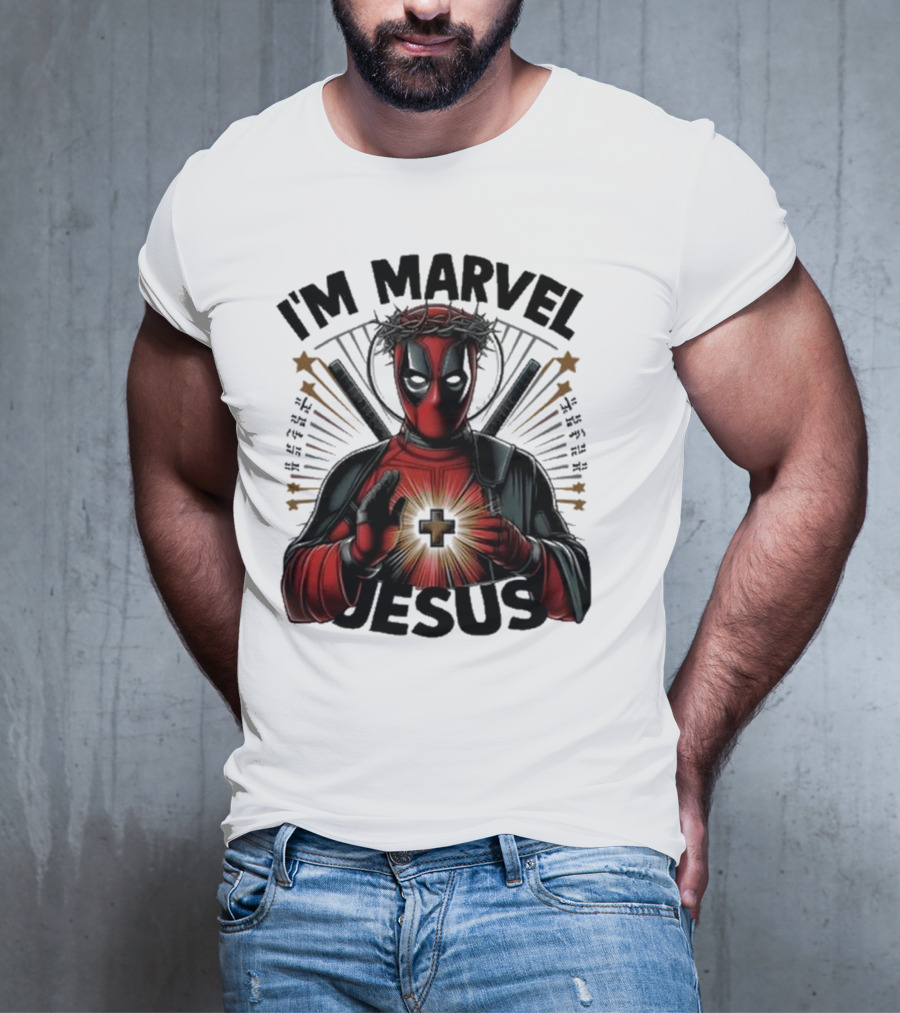 I'm Marvel Jesus Deadpool With Cross Halo And Swords T-Shirt