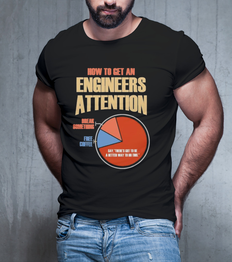 How To Get An Engineers Attention Pie Chart Break Something Free Coffee Say There's Got To Be A Better Way To Do This T-Shirt