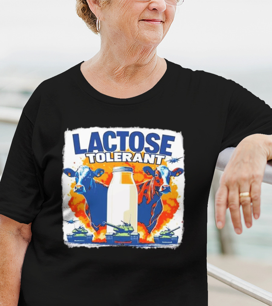 LACTOSE TOLERANT Milk Defense With Cows And Tanks T-Shirt