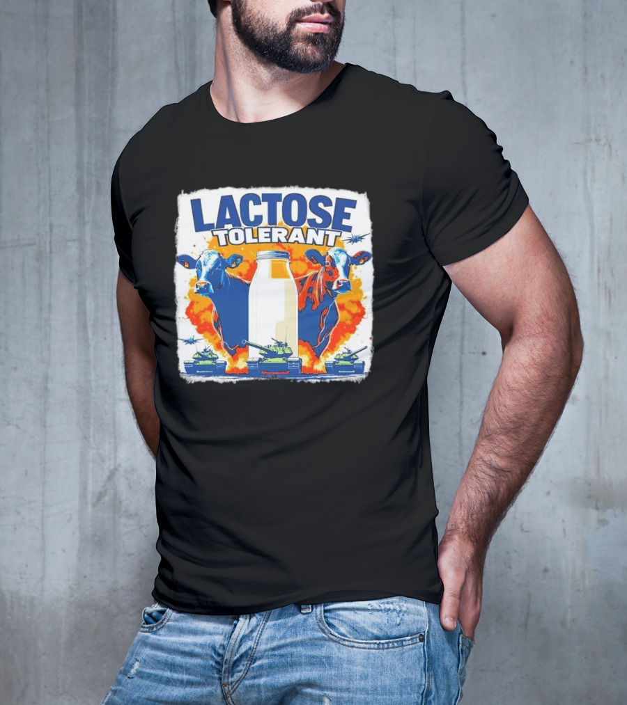 LACTOSE TOLERANT Milk Defense With Cows And Tanks T-Shirt