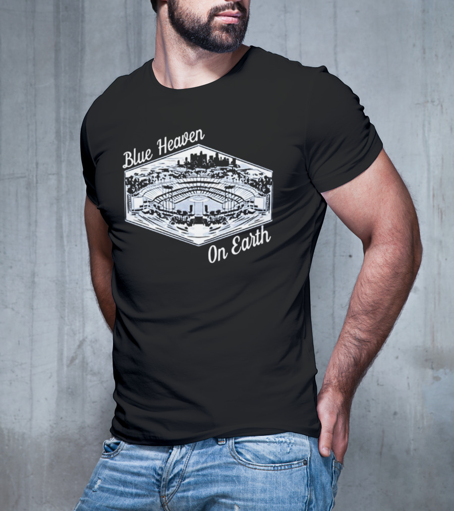 Blue Heaven On Earth Los Angeles Dodgers Stadium Skyline T-Shirt