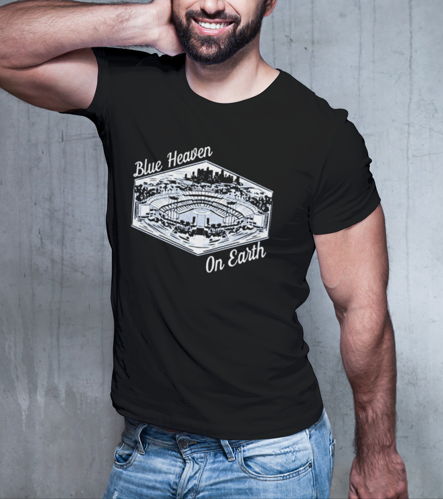 Blue Heaven On Earth Los Angeles Dodgers Stadium Skyline T-Shirt