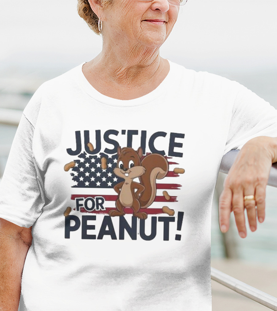 Justice For Peanut The Squirrel American Flag Peanuts T-Shirt