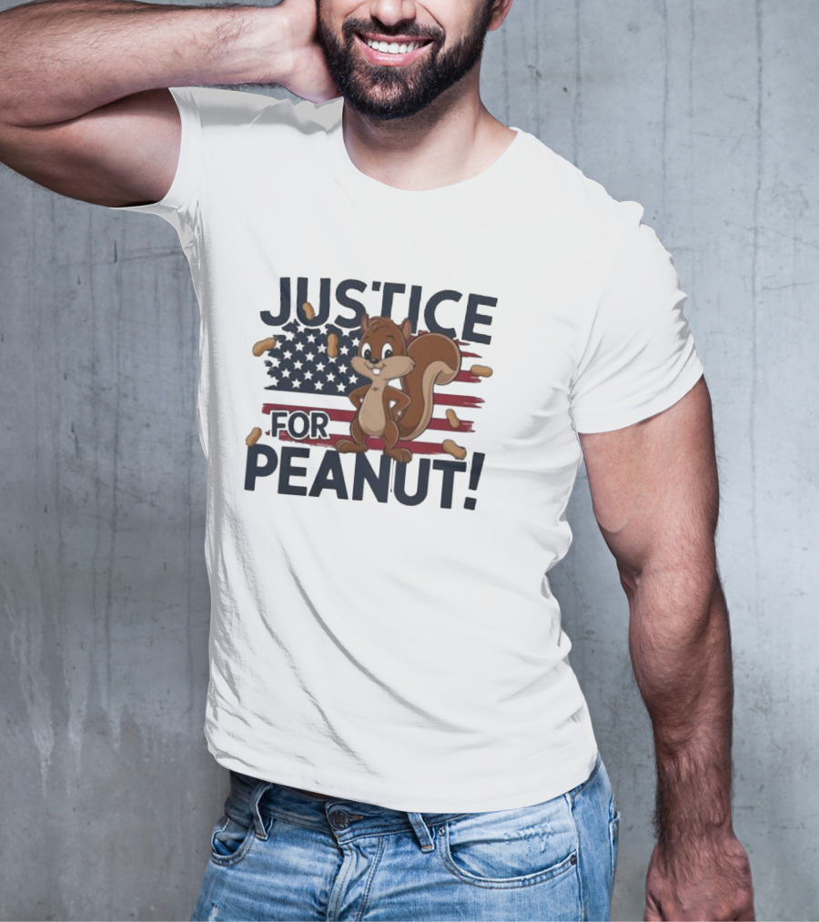 Justice For Peanut The Squirrel American Flag Peanuts T-Shirt