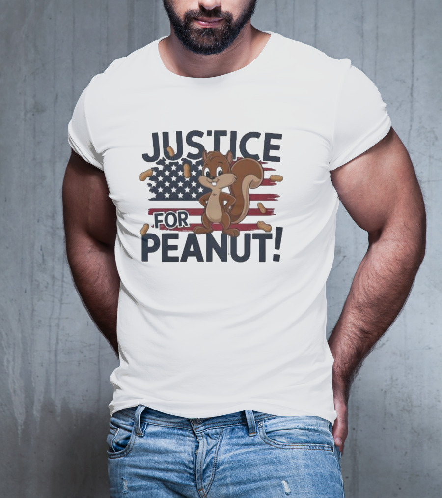 Justice For Peanut The Squirrel American Flag Peanuts T-Shirt