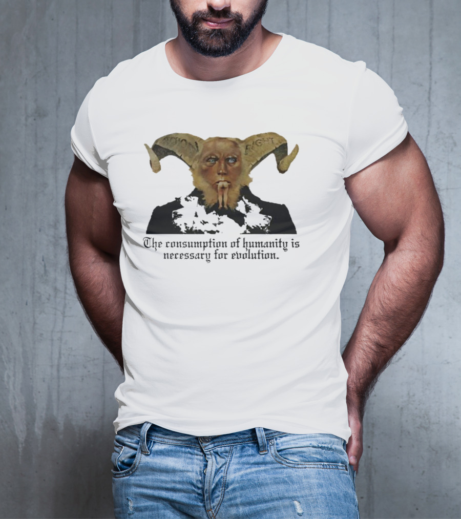 The Consumption Of Humanity Is Necessary For Evolution Goat Mask Figure T-Shirt