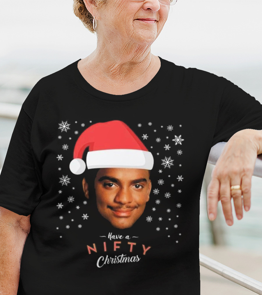 Carlton Banks Have A Nifty Christmas Fresh Prince Santa Hat Snowflakes T-Shirt