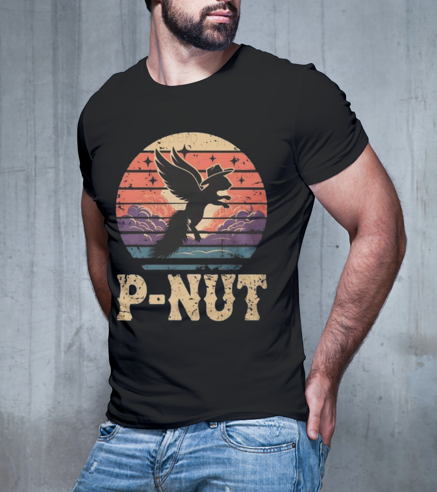 P-Nut Flying Squirrel In Hat With Sunset Sky Justice For Peanut T-Shirt