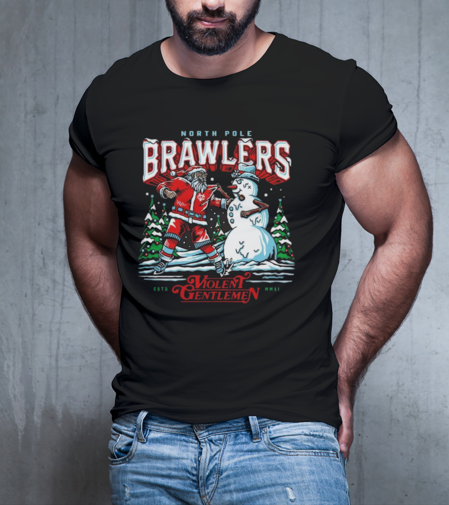 North Pole Brawlers Violent Gentlemen ESTD MMXI Christmas T-Shirt