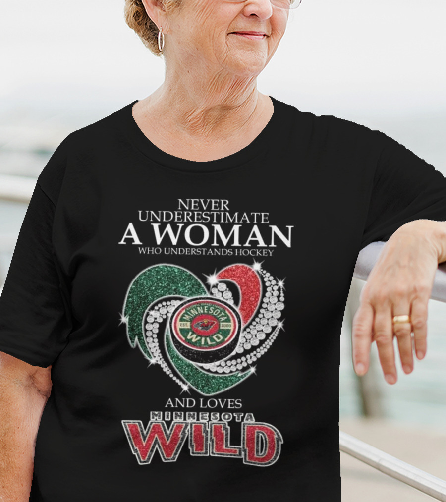 Never Underestimate A Woman Who Understands And Loves Minnesota Wild Hockey T-Shirt