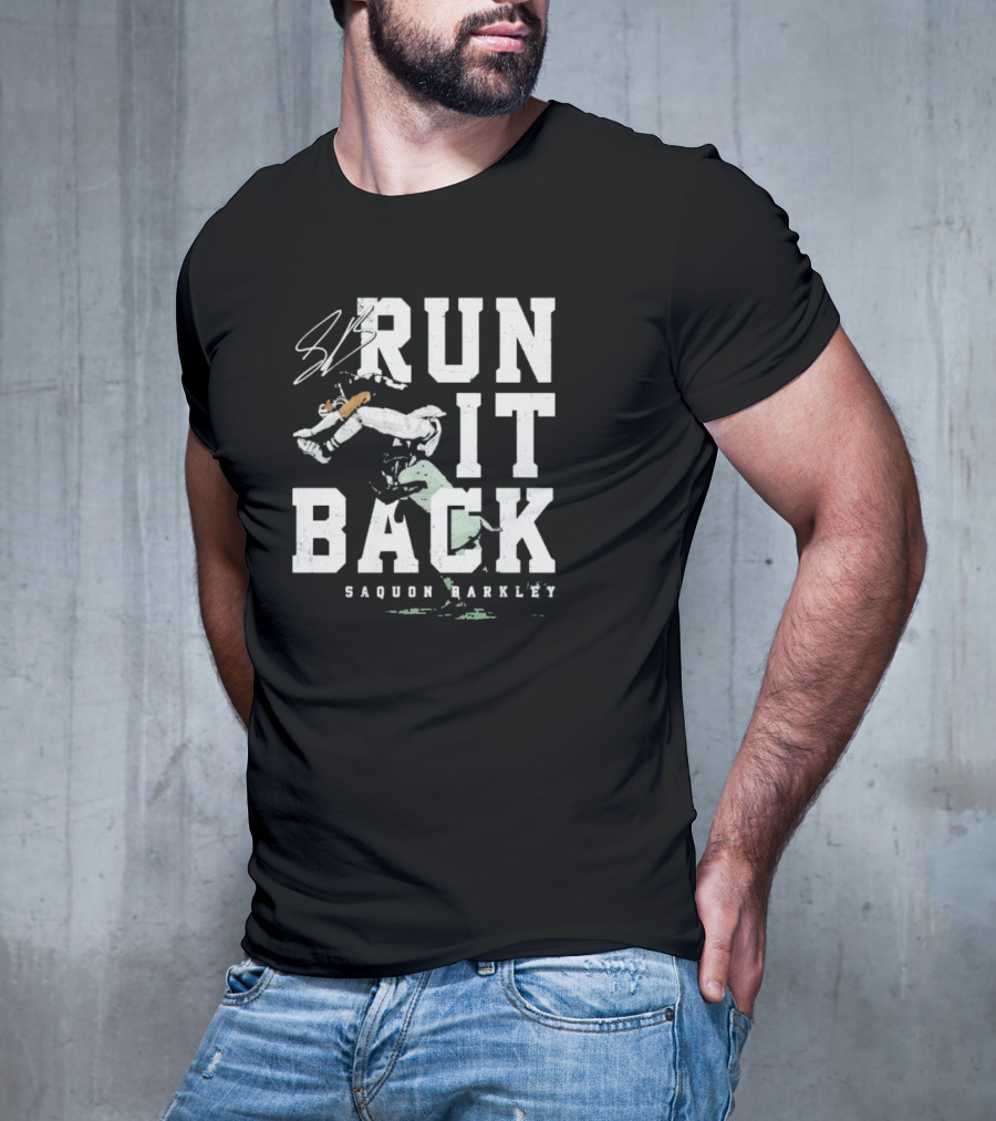 Run It Back Saquon Barkley Signature Jump Over Philadelphia Eagles Player T-Shirt