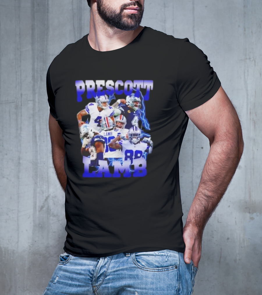 Prescott Lamb Dallas Cowboys Football Stars Collage T-Shirt