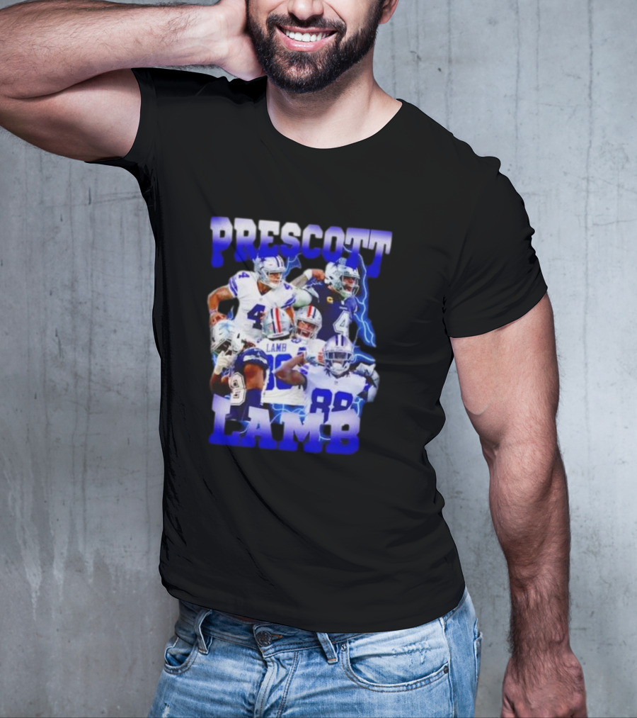 Prescott Lamb Dallas Cowboys Football Stars Collage T-Shirt