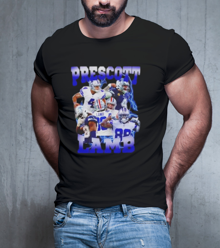 Prescott Lamb Dallas Cowboys Football Stars Collage T-Shirt