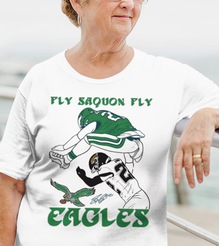 Fly Saquon Fly Eagles Reverse Hurdle Saquon Barkley Jarrian Jones T-Shirt
