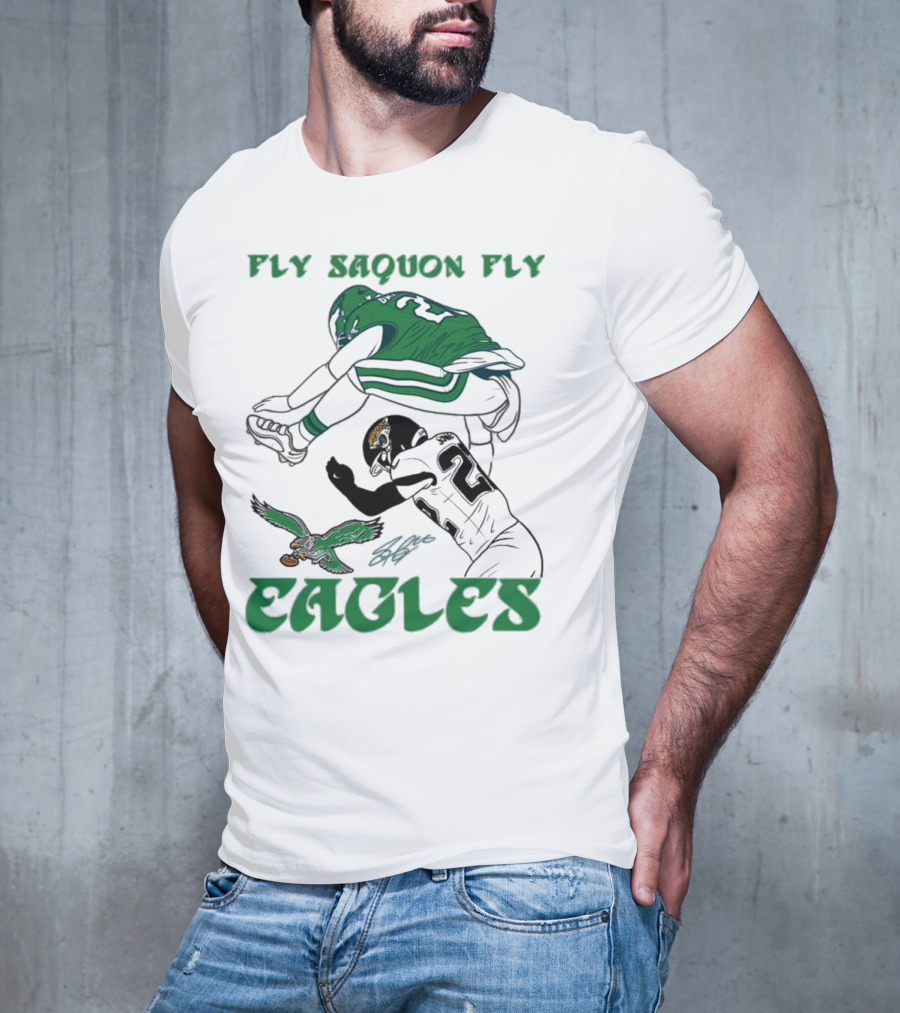 Fly Saquon Fly Eagles Reverse Hurdle Saquon Barkley Jarrian Jones T-Shirt