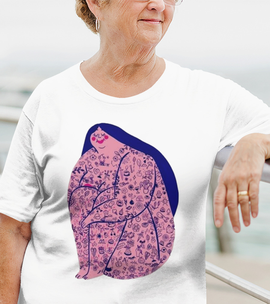 Marie Boiseau Tatouée Pink Figure With Detailed T-Shirt