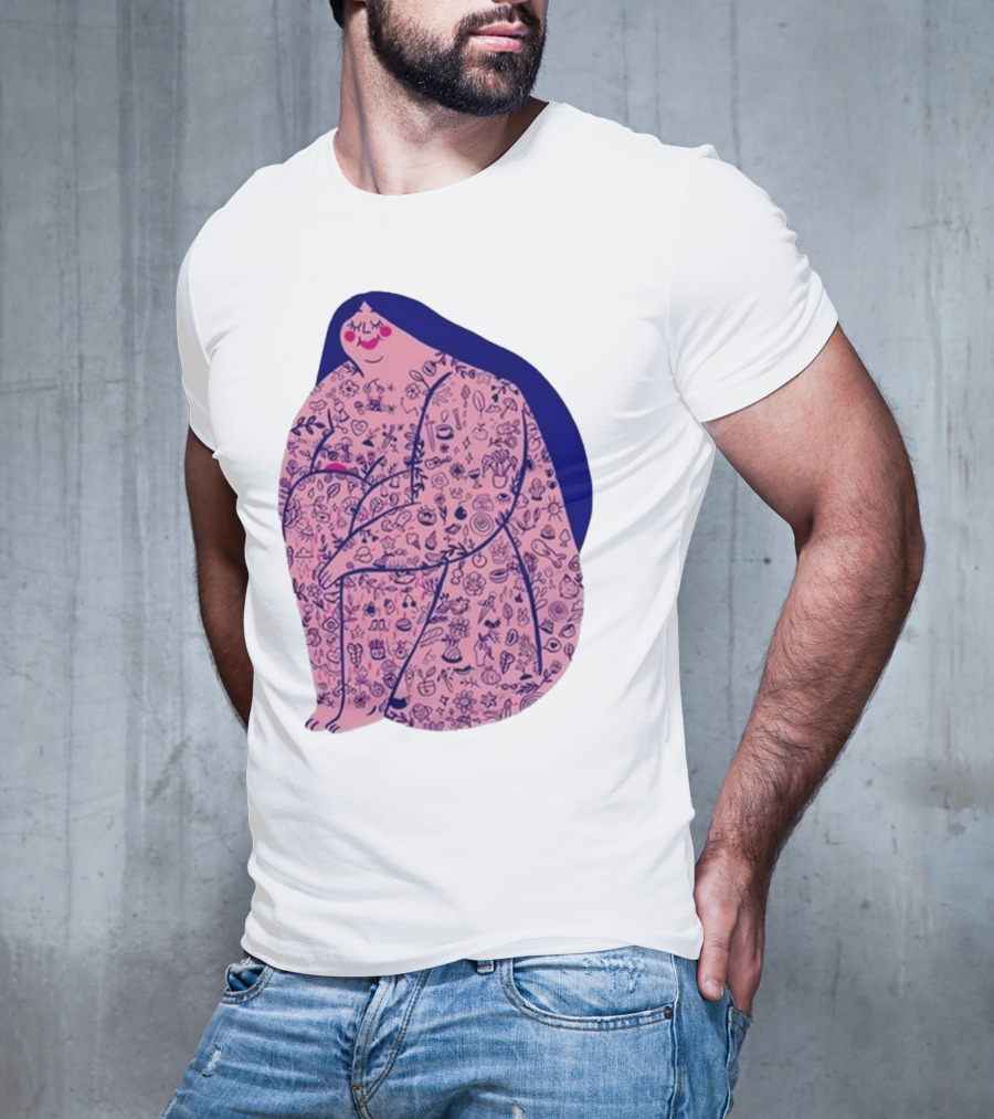 Marie Boiseau Tatouée Pink Figure With Detailed T-Shirt