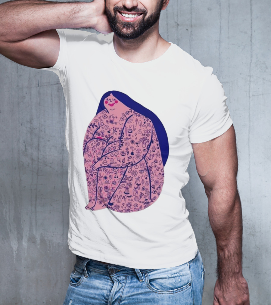 Marie Boiseau Tatouée Pink Figure With Detailed T-Shirt