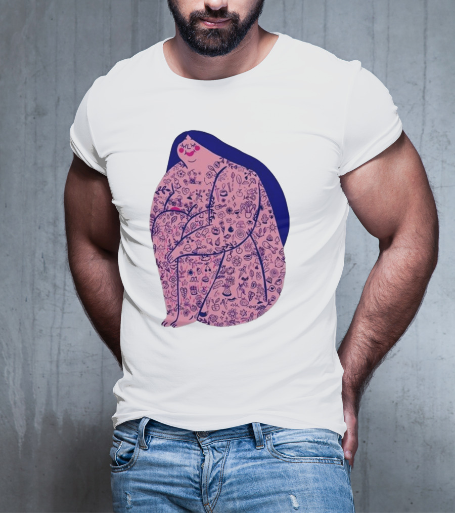 Marie Boiseau Tatouée Pink Figure With Detailed T-Shirt