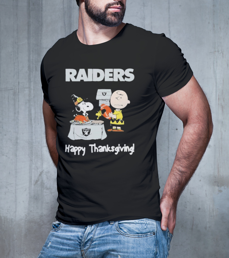 Raiders Charlie Brown Snoopy Happy Thanksgiving T-Shirt