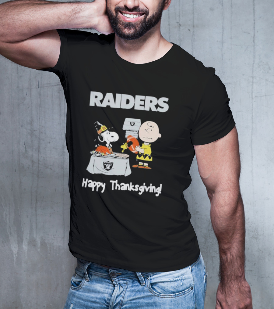 Raiders Charlie Brown Snoopy Happy Thanksgiving T-Shirt