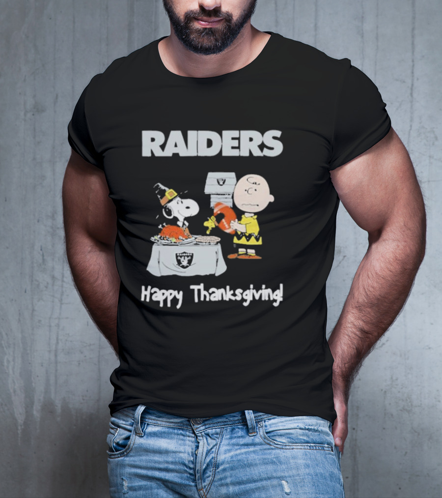Raiders Charlie Brown Snoopy Happy Thanksgiving T-Shirt