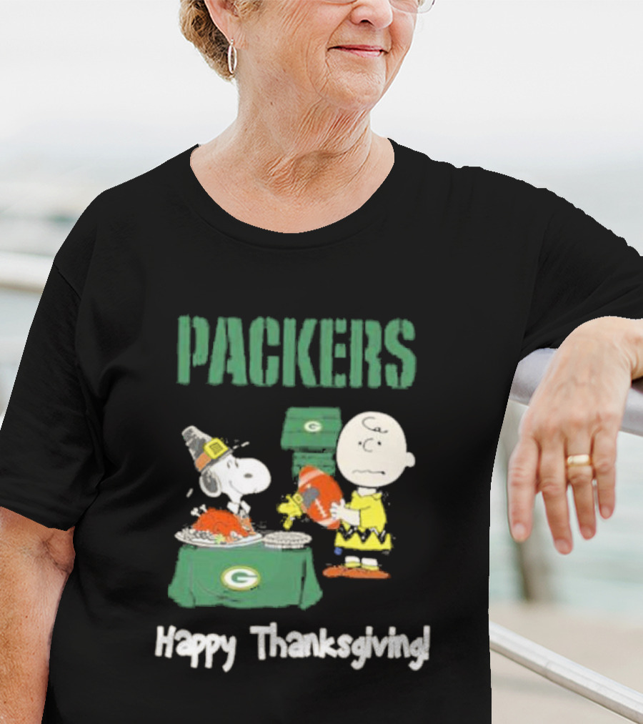 Charlie Brown Snoopy Packers Happy Thanksgiving T-Shirt