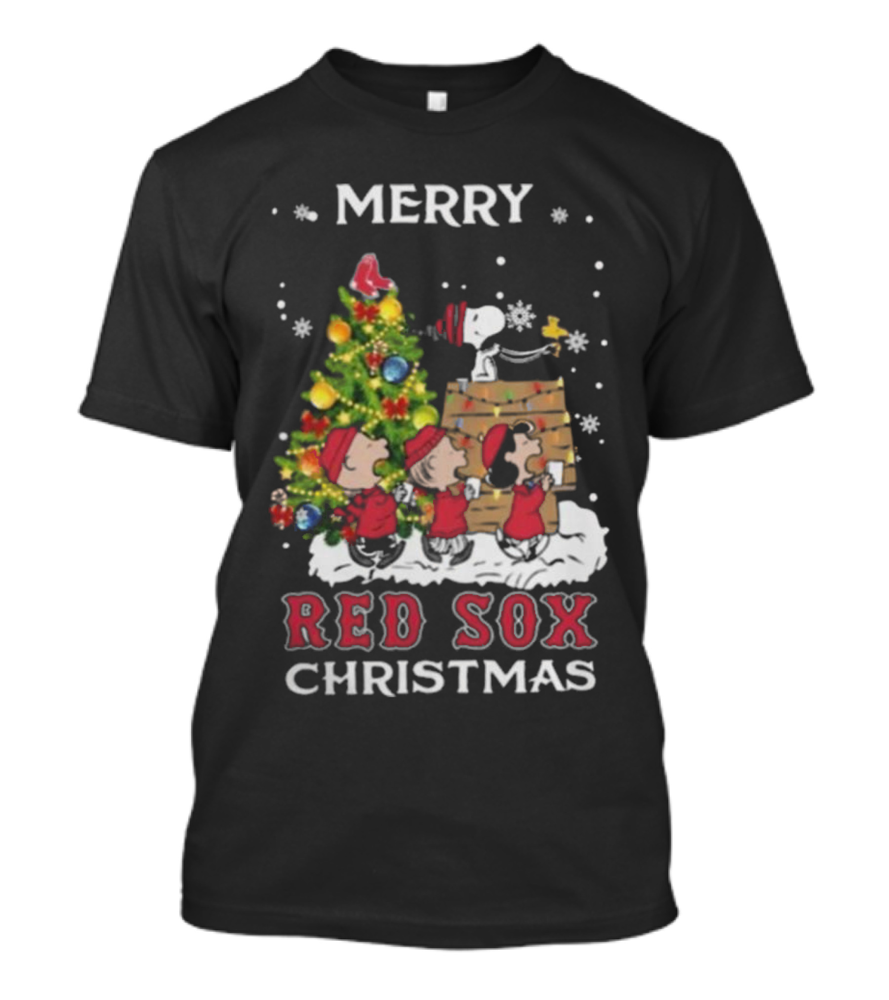 Merry Red Sox Christmas Snoopy And Friends T-Shirt