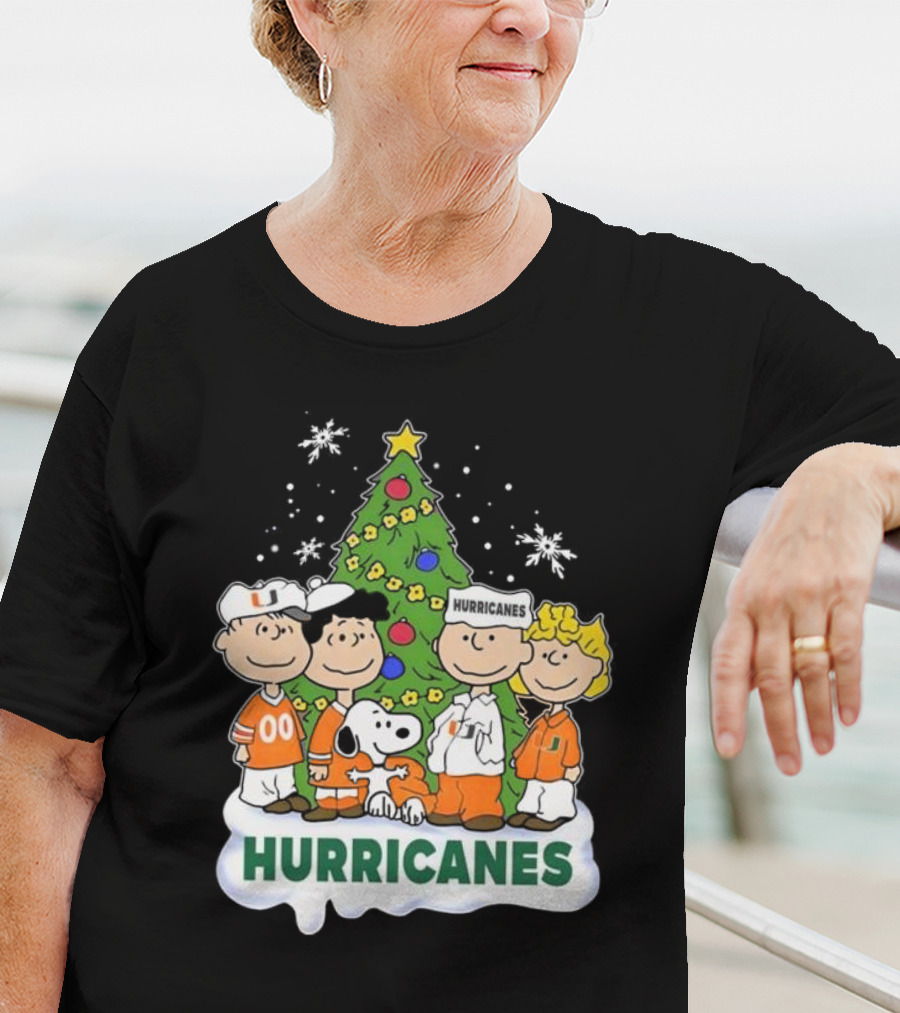 Miami Hurricanes Snoopy And Friends Christmas Tree T-Shirt