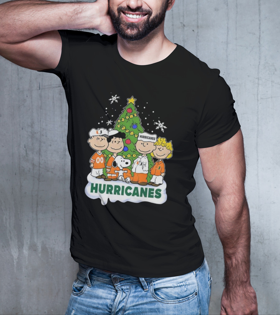 Miami Hurricanes Snoopy And Friends Christmas Tree T-Shirt