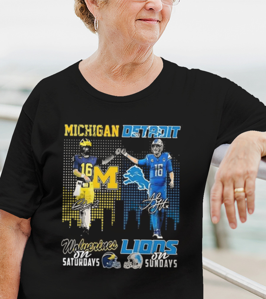 Michigan Detroit Wolverines On Saturdays Lions On Sundays T-Shirt