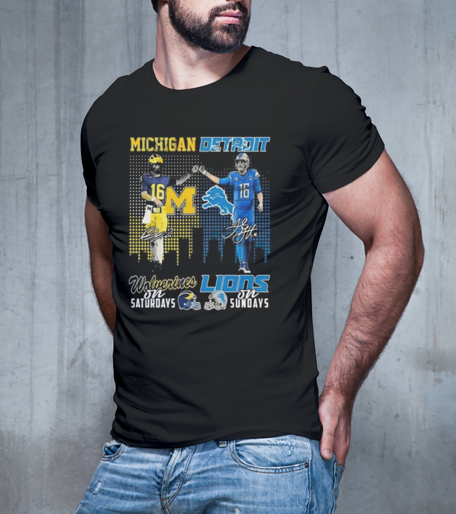 Michigan Detroit Wolverines On Saturdays Lions On Sundays T-Shirt