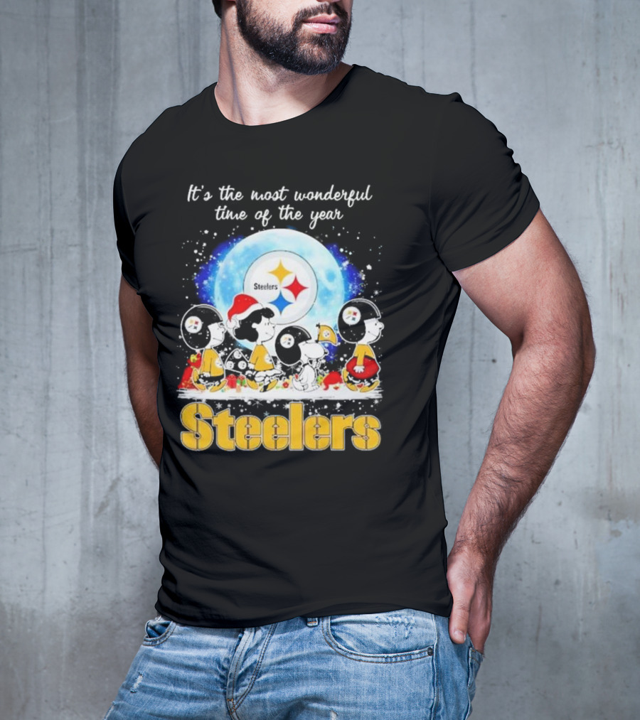 Peanuts Steelers Christmas It's The Most Wonderful Time Of The Year T-Shirt