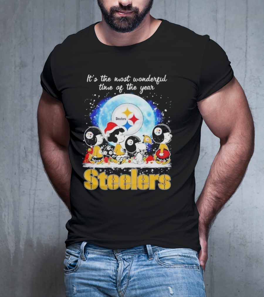 Peanuts Steelers Christmas It's The Most Wonderful Time Of The Year T-Shirt