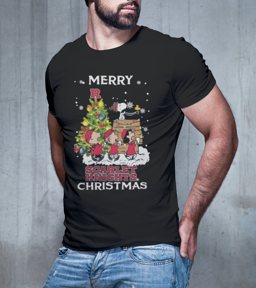 Merry Christmas Rutgers Scarlet Knights Snoopy And Friends T-Shirt