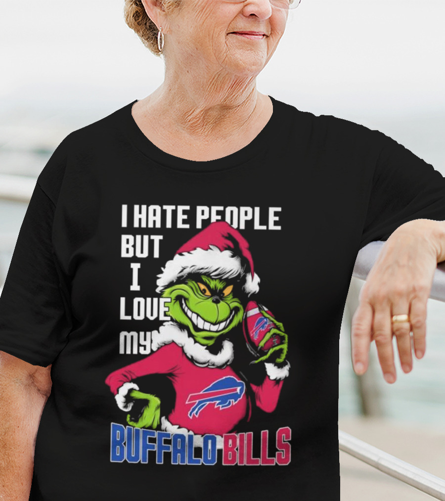 I Hate People But I Love My Buffalo Bills Santa Grinch T-Shirt
