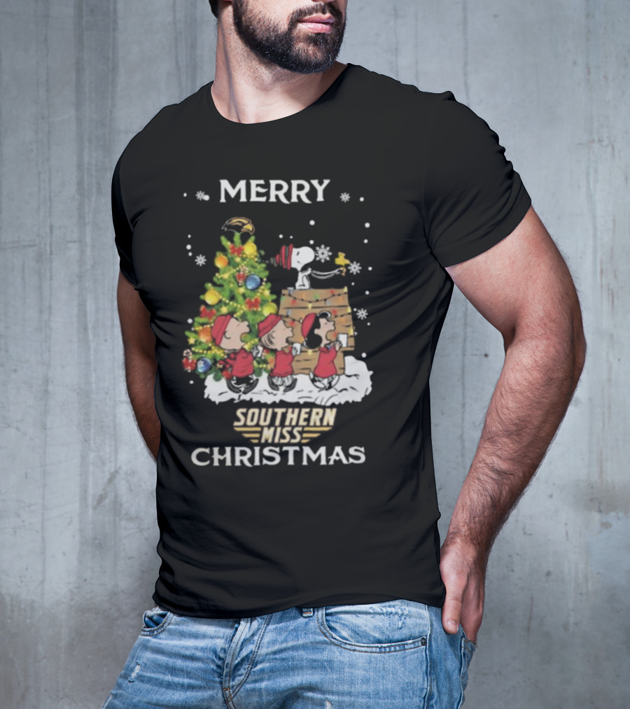 Southern Miss Christmas Snoopy And Friends Merry T-Shirt