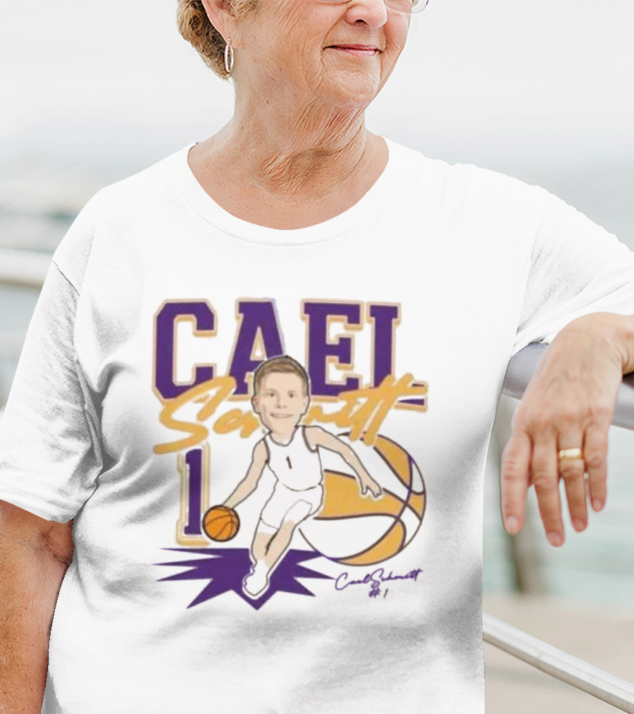 Cael Schmitt Northern Iowa Panthers Basketball Signature Cartoon Player Cael Schmitt #1 T-Shirt