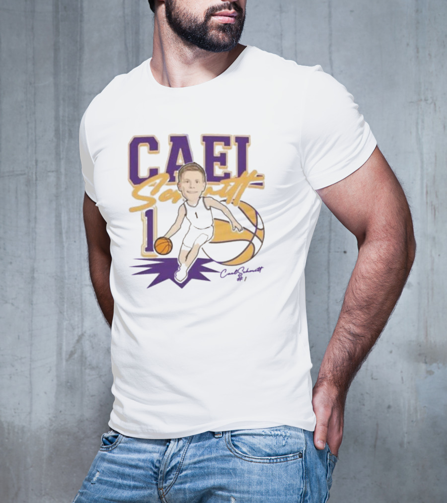 Cael Schmitt Northern Iowa Panthers Basketball Signature Cartoon Player Cael Schmitt #1 T-Shirt