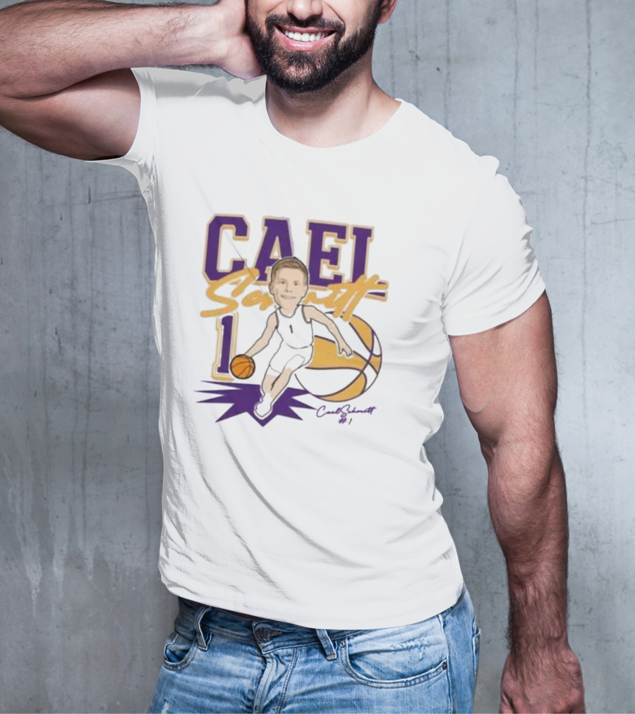 Cael Schmitt Northern Iowa Panthers Basketball Signature Cartoon Player Cael Schmitt #1 T-Shirt
